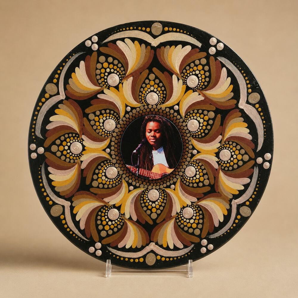 Tracy Chapman Hand Painted 10 Inch Album Mandala Folk Music Wall Art